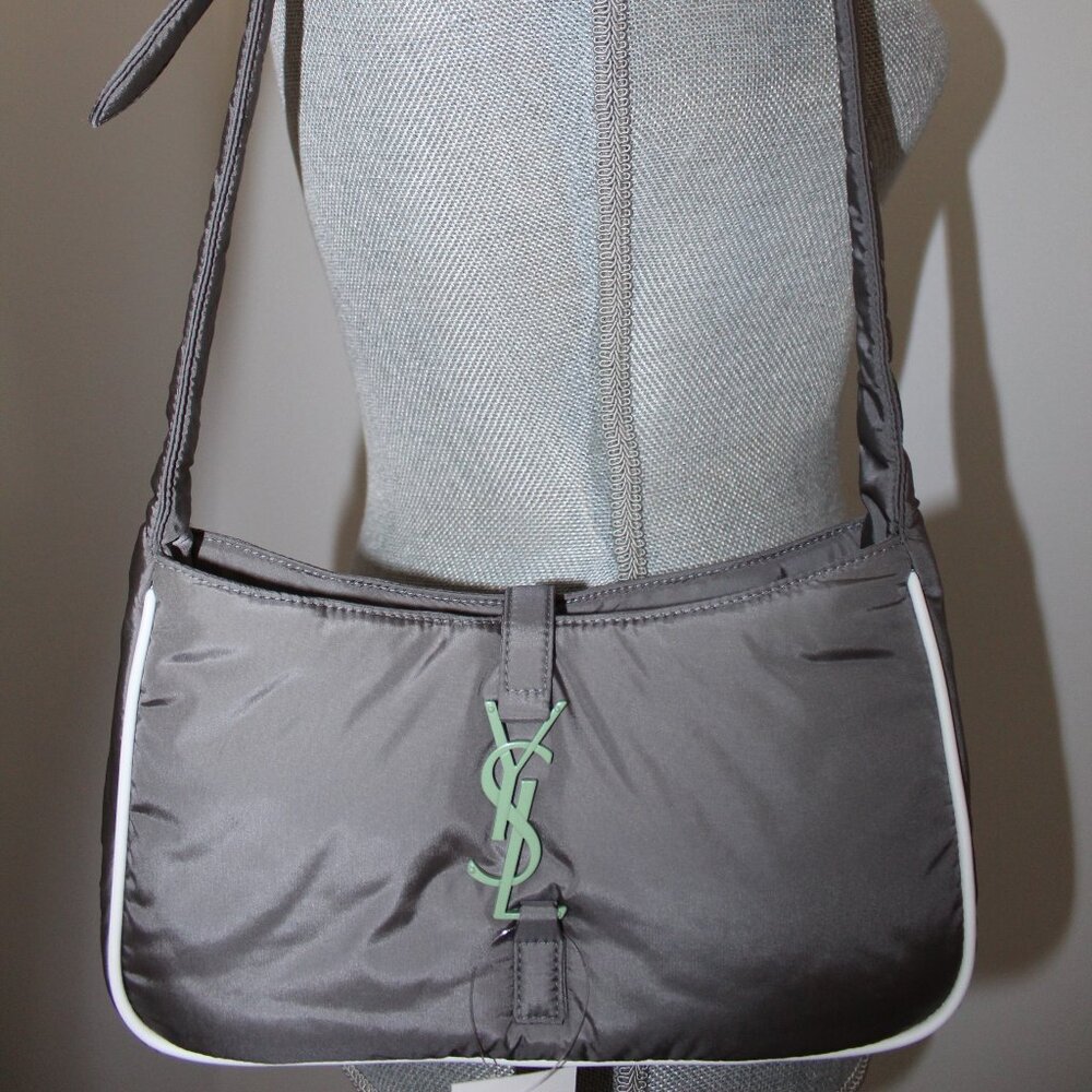 NWOT Saint Laurent Nylon Le 5 A 7 Hobo Shoulder Crossbody Bag Handbag YSL - Picture 8 of 11